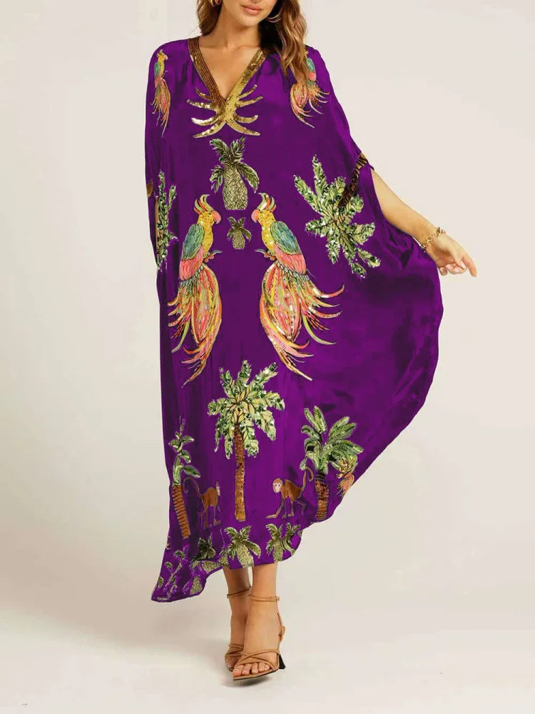 Soléva™ | V-Neck Printed Flowy Dress