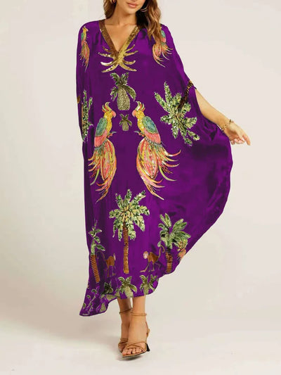 Soléva™ | V-Neck Printed Flowy Dress