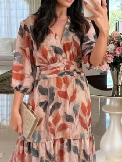 Aurora™ | Printed V-Neck Maxi Dress