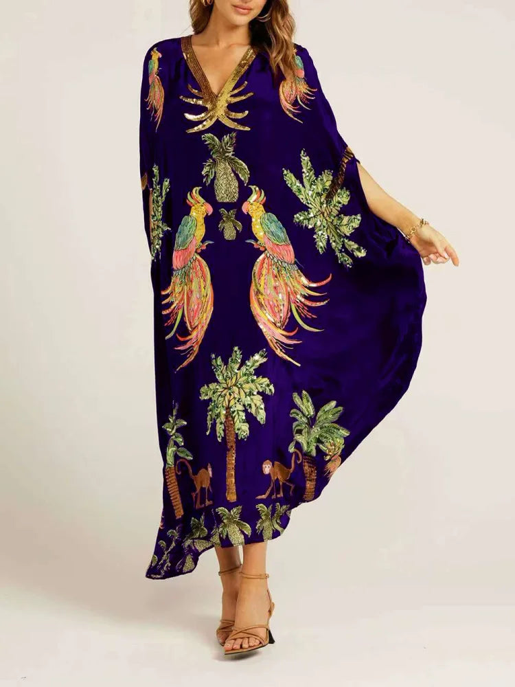 Soléva™ | V-Neck Printed Flowy Dress