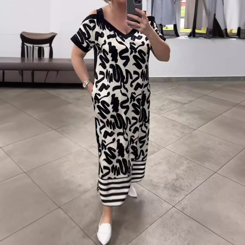 Zebraluxe™ V-Neck Shift Dress
