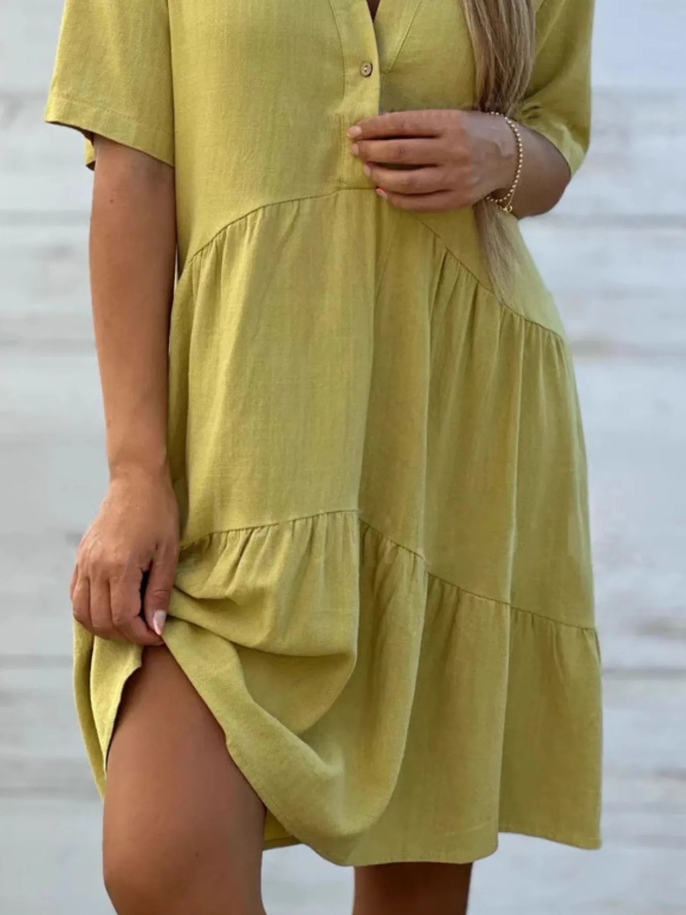 TierEase™ Button-Front Tiered Midi Dress
