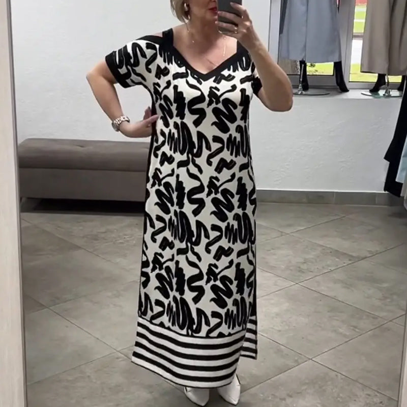Zebraluxe™ V-Neck Shift Dress