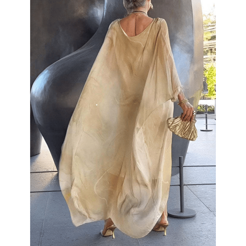 Marivelle™ | Marble Print Chiffon Maxi Dress