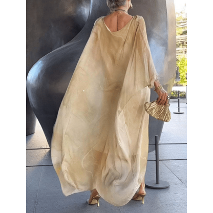 Marivelle™ | Marble Print Chiffon Maxi Dress