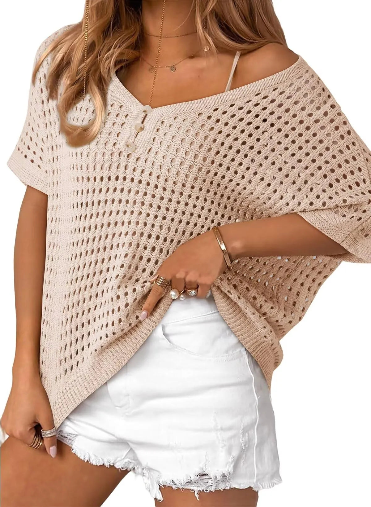 Soléa™ | Hollow-Out Crochet Knit Beach Cover-Up Top