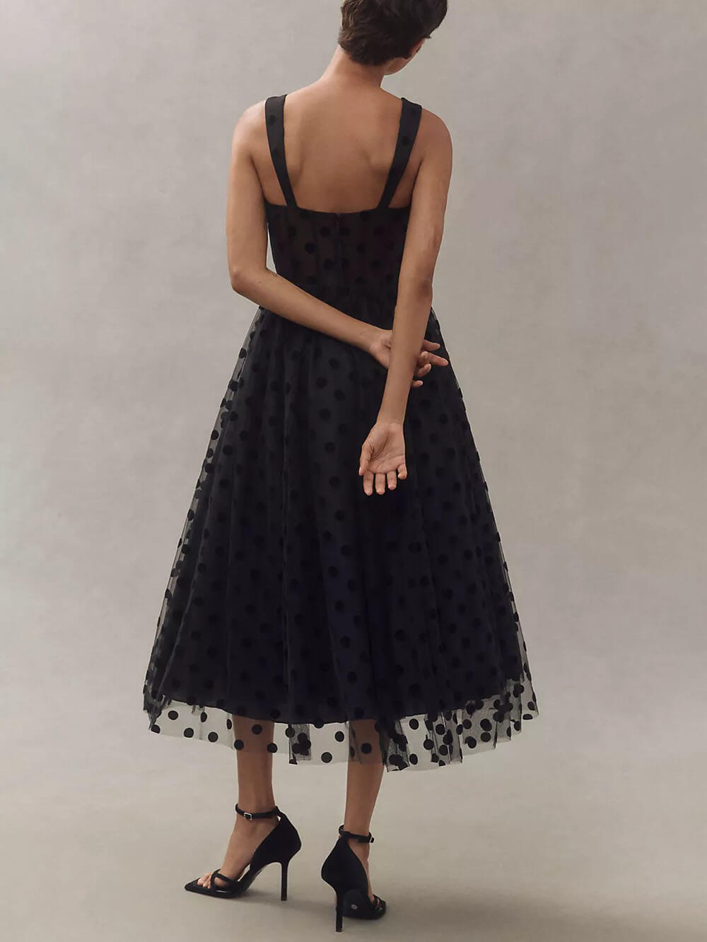 Heidi | Black Polka Dot Evening Dress