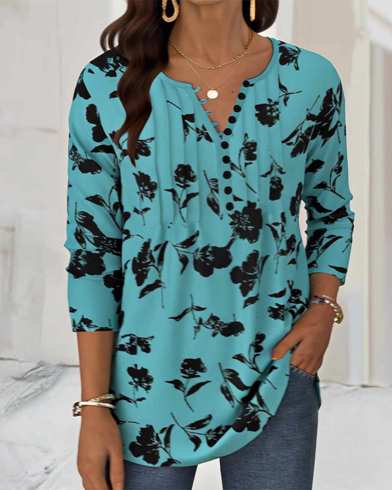Marivelle™ | Printed Button-Up Fashion Blouse