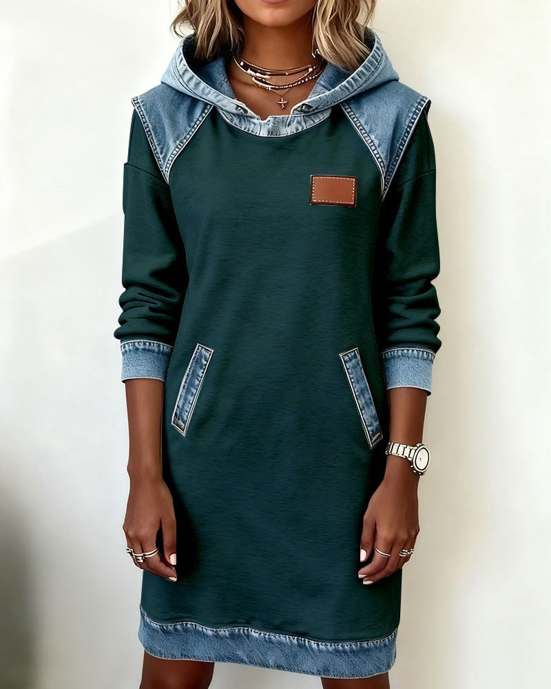 Denim Drift™ | Hooded Denim Dress