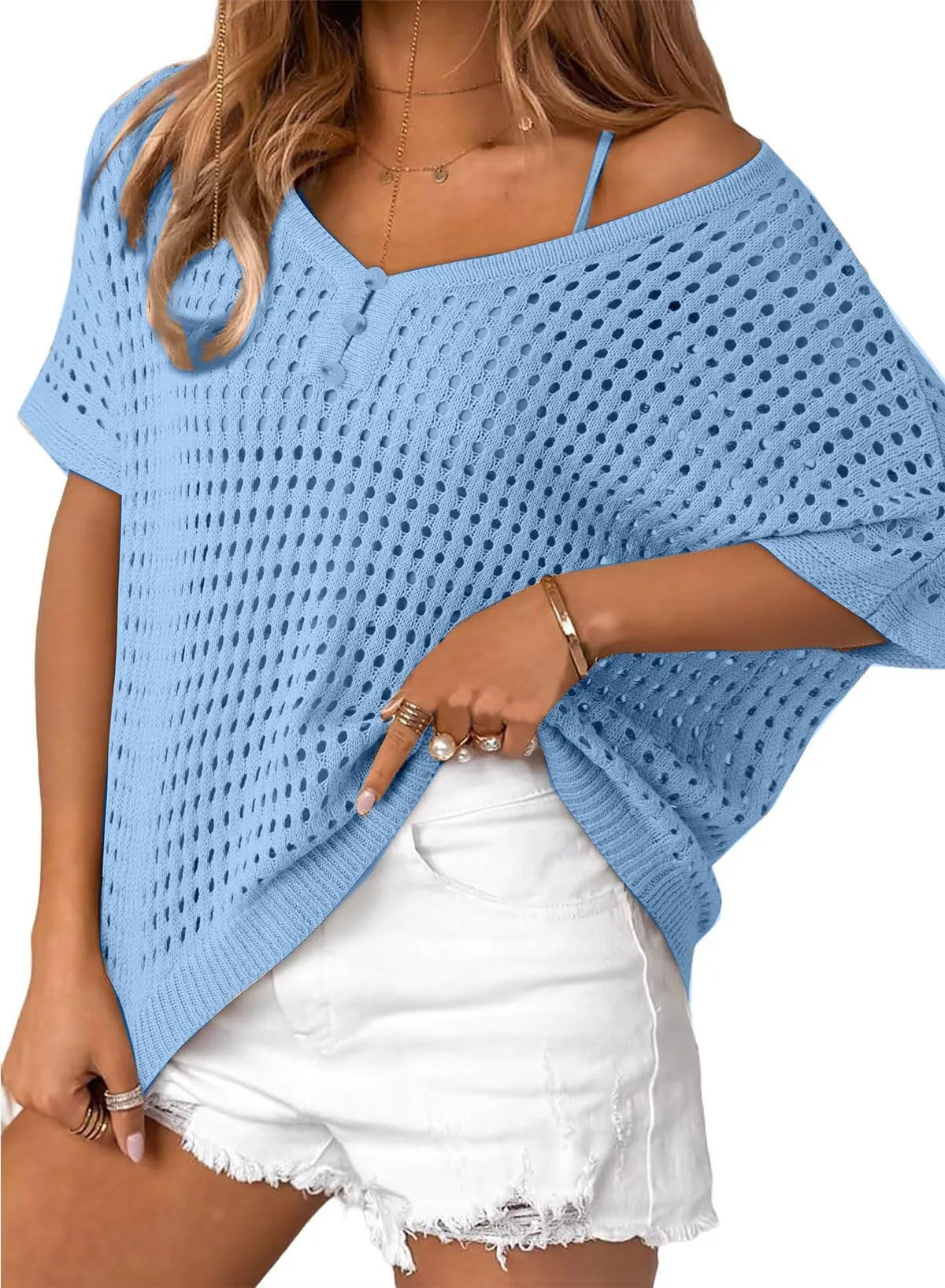 Soléa™ | Hollow-Out Crochet Knit Beach Cover-Up Top