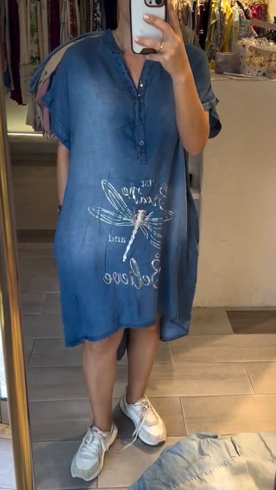 DenimGlow™ Button-Front Maxi