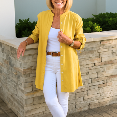 Noor & June™ | Louise Blouse – Solid Shirt with Tie Sleeves