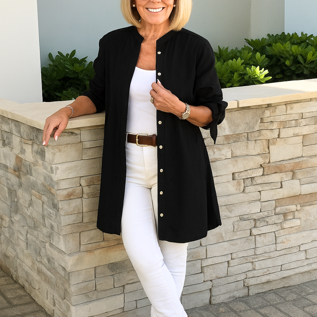 Noor & June™ | Louise Blouse – Solid Shirt with Tie Sleeves