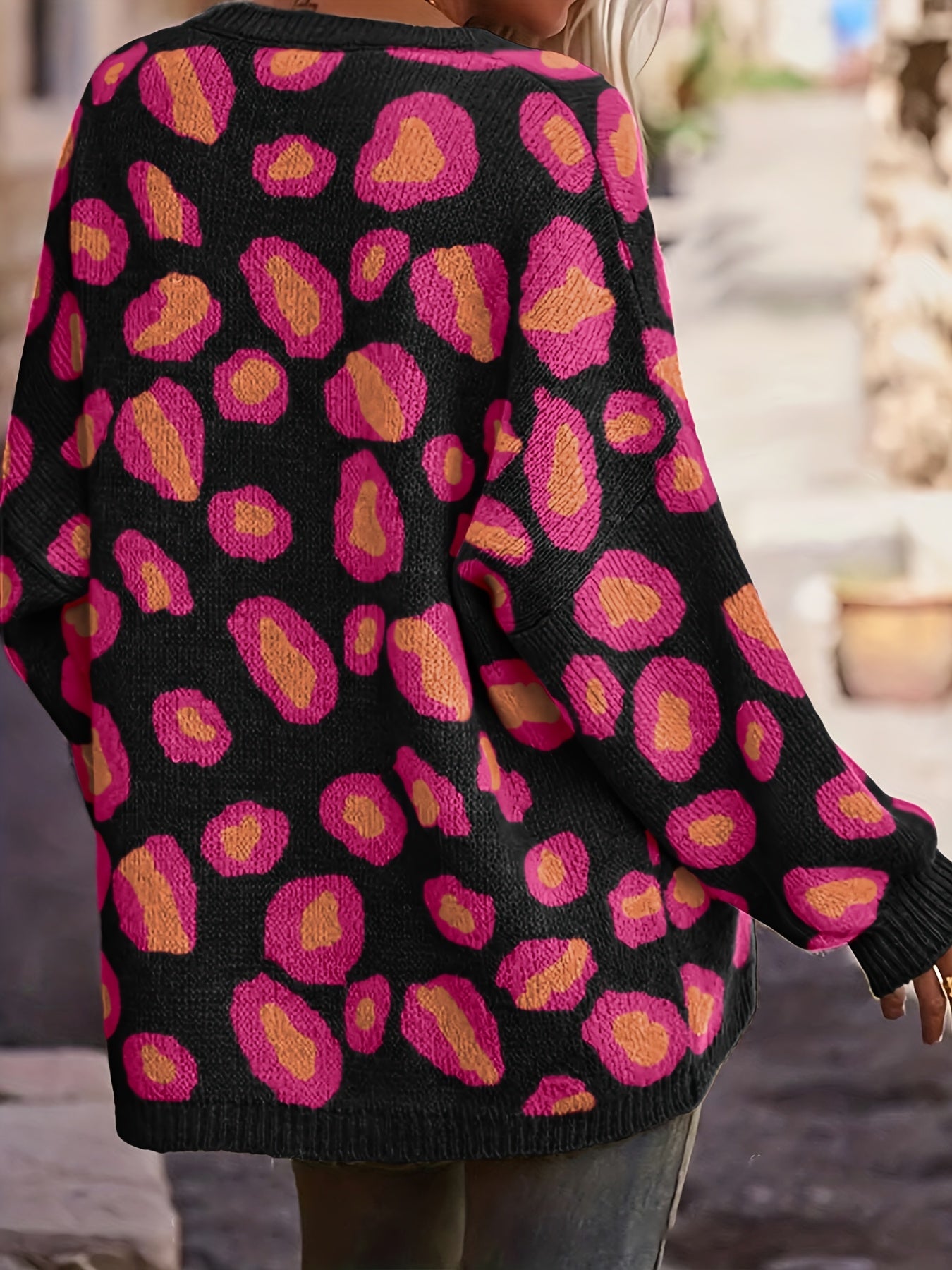 Aurelienne™ | Multicolor Leopard V-Neck Knit Sweater