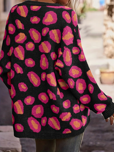 Aurelienne™ | Multicolor Leopard V-Neck Knit Sweater