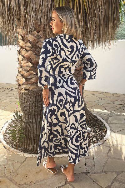 Aria Abstract Shirt Midi Dress