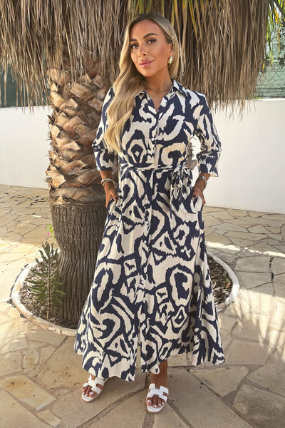 Aria Abstract Shirt Midi Dress