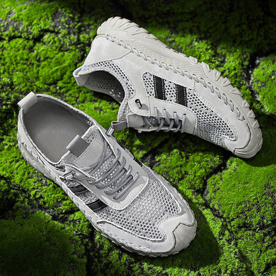 ⏰Limited Time 50% OFF🛒 Men's Slip-On Orthopedic Leather Hiking Shoes – Breathable Mesh, Durable Rubber Sole, Lightweight & Supportive