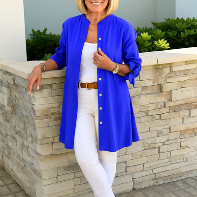 Noor & June™ | Louise Blouse – Solid Shirt with Tie Sleeves