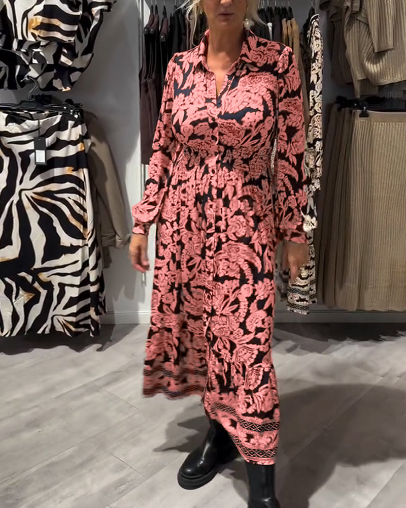 Elanora™ | Printed Collared Midi Dress