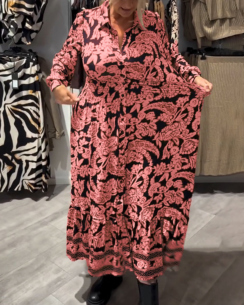 Elanora™ | Printed Collared Midi Dress
