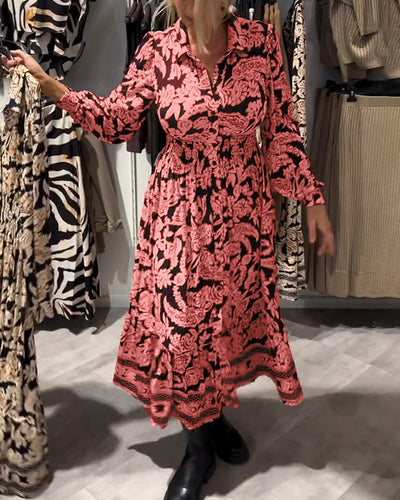 Elanora™ | Printed Collared Midi Dress