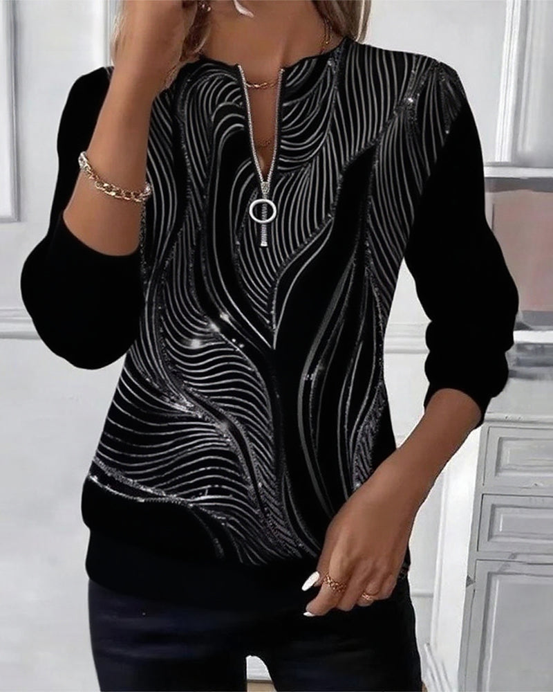 Ravon™ | Zip-Up Printed Casual Sweatshirt