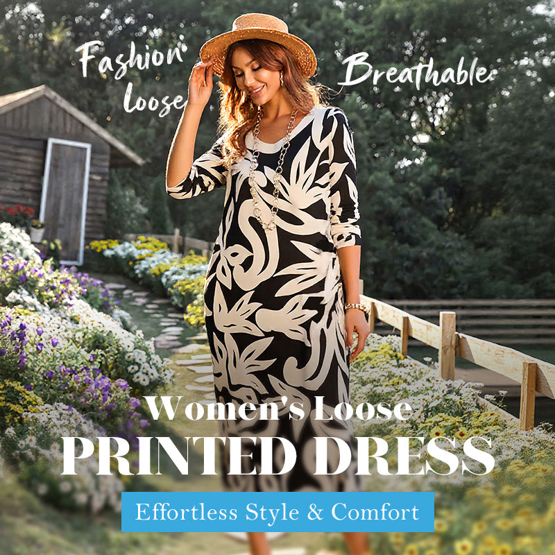 Nelia – Printed Round-Neck Dress