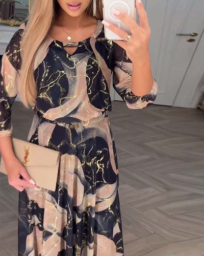 Amelisse™ | Elegant Printed Waist Dress