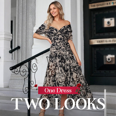 Solenne – Off-Shoulder Print Dress