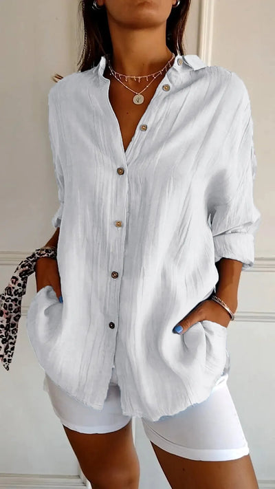Classic Pleated Textured  Lapel Shirt