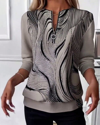 Ravon™ | Zip-Up Printed Casual Sweatshirt