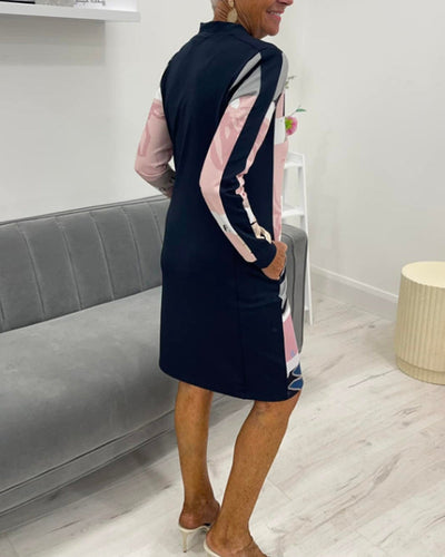 Calivra™ | Colorblock Zip Long Sleeve Dress