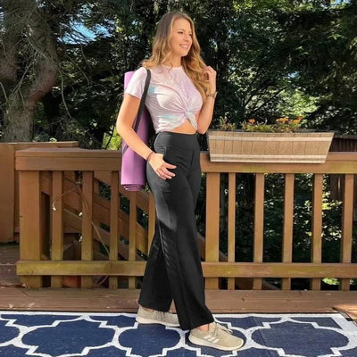 High-waist wide leg casual pants