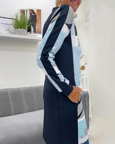 Calivra™ | Colorblock Zip Long Sleeve Dress