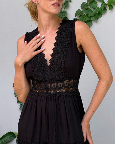 Valencia™ | Elegant Lace V-Neck Dress