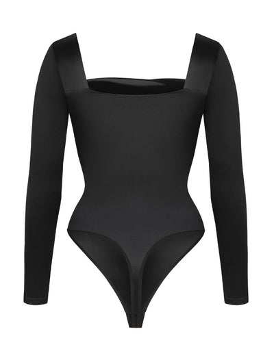 Waterfall Neckline Satin Bodysuit