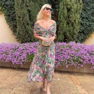 Solenne – Off-Shoulder Print Dress