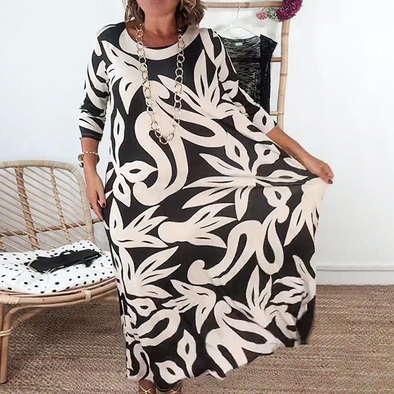 Nelia – Printed Round-Neck Dress