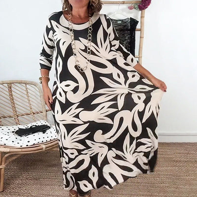 Nelia – Printed Round-Neck Dress