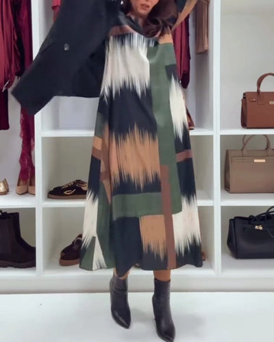 Alessia™ | Printed Long-Sleeve Midi Dress