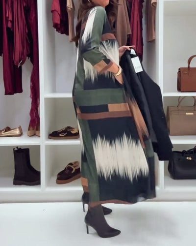 Alessia™ | Printed Long-Sleeve Midi Dress