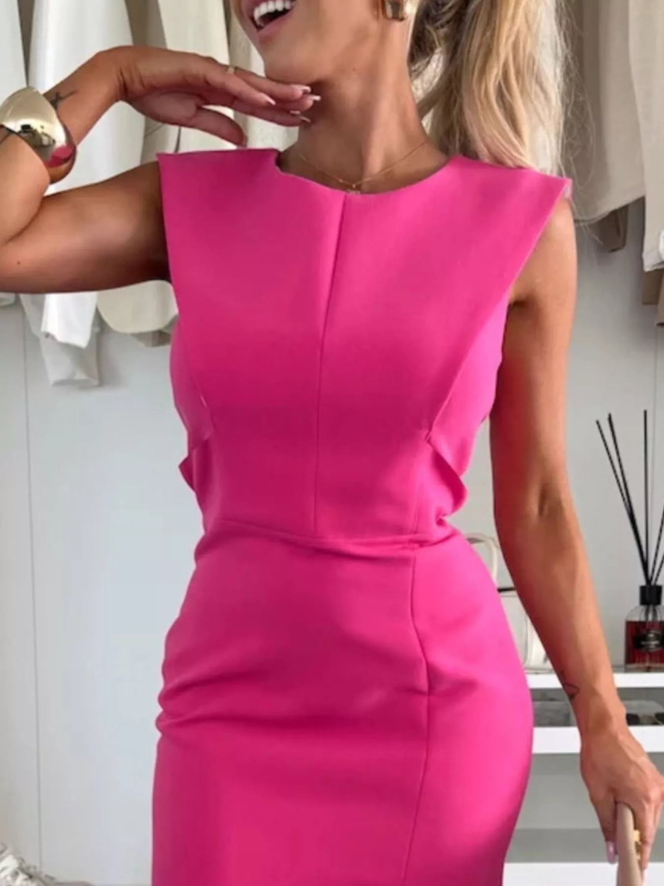 Meliora™ | Sleeveless Midi Dress with Side Slit