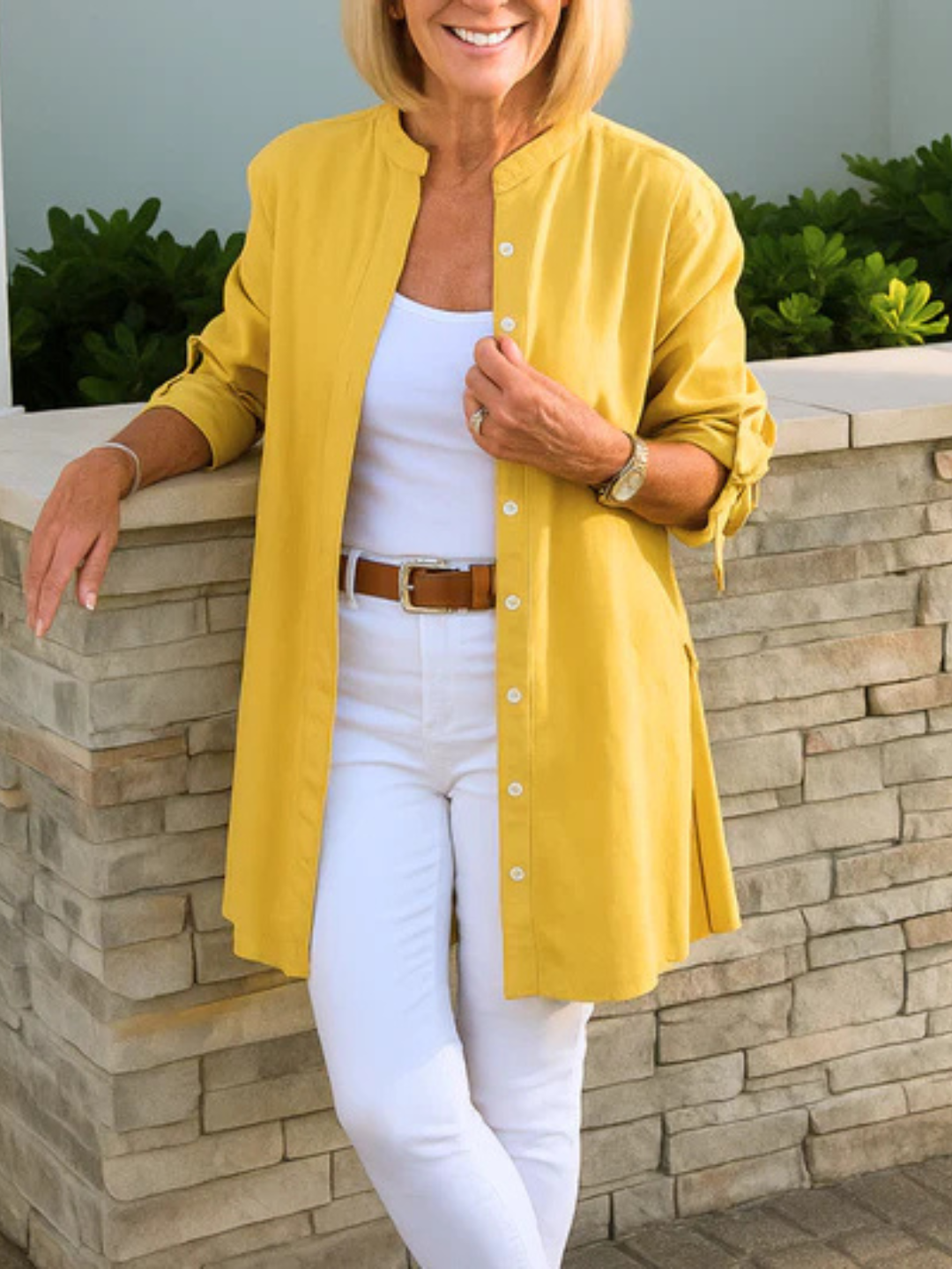 Noor & June™ | Louise Blouse – Solid Shirt with Tie Sleeves