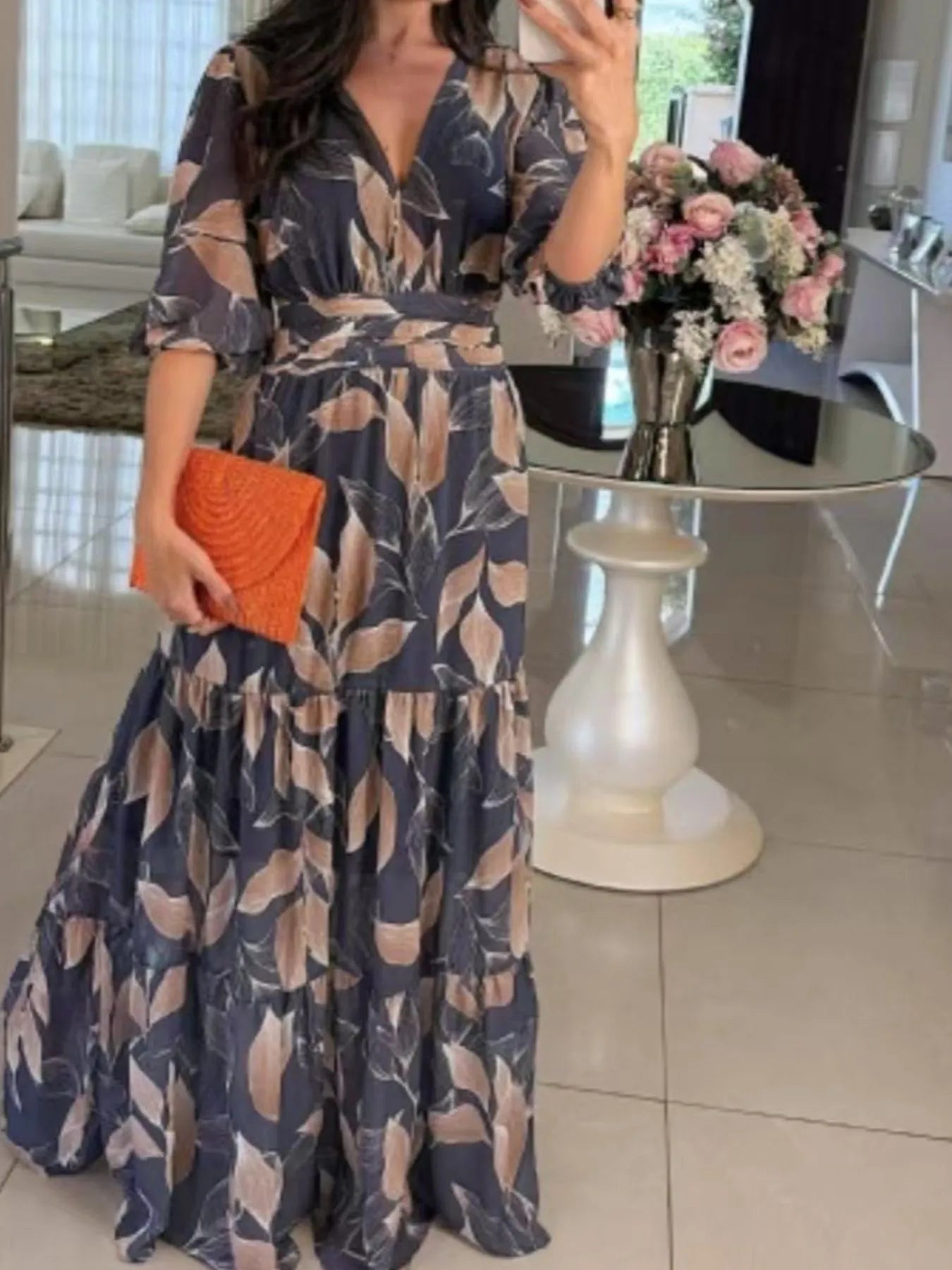 Aurora™ | Printed V-Neck Maxi Dress