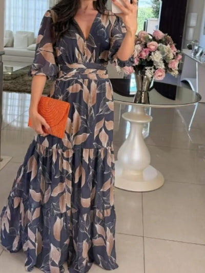 Aurora™ | Printed V-Neck Maxi Dress