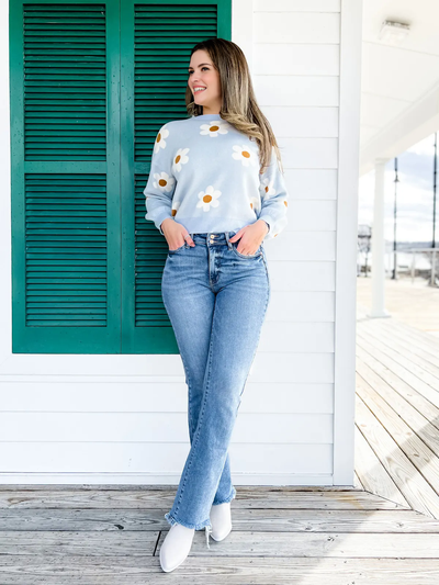 Veloura™ | Vintage Double-Button Frayed Hem Bootcut Jeans