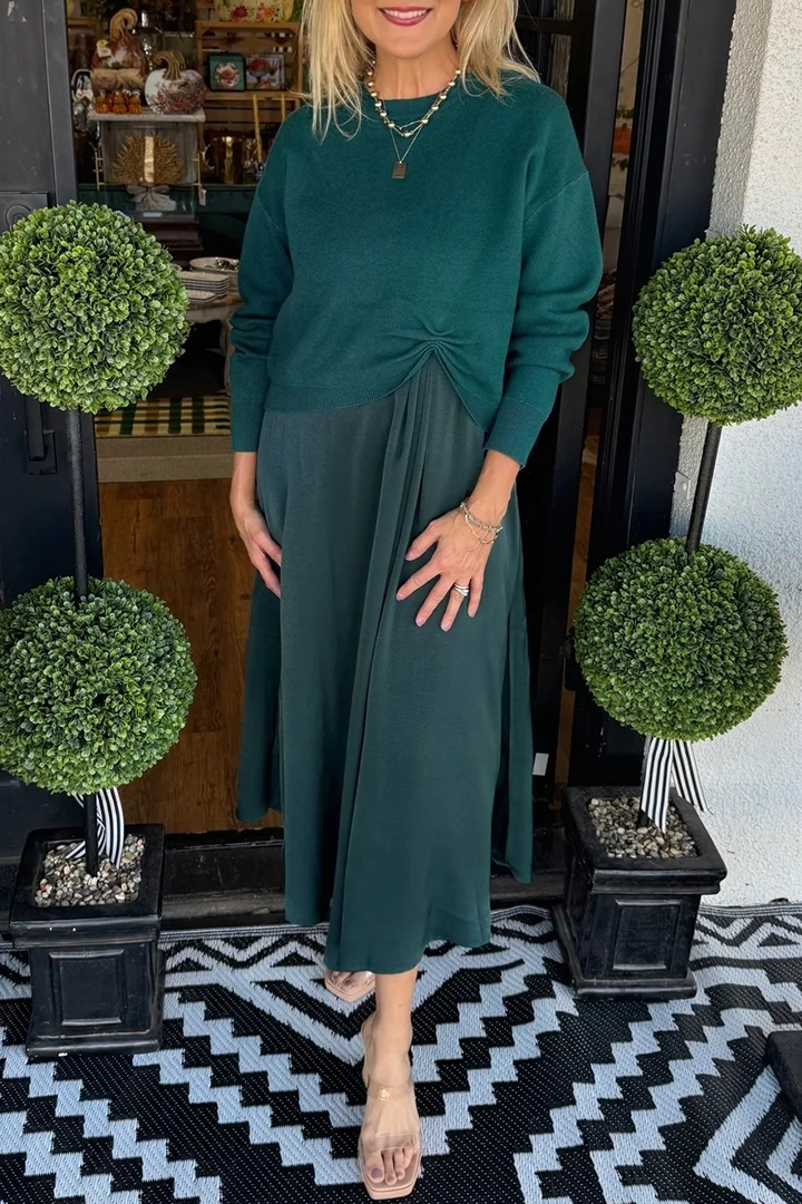 Elara™ | Knit Pleated Layered Dress Set