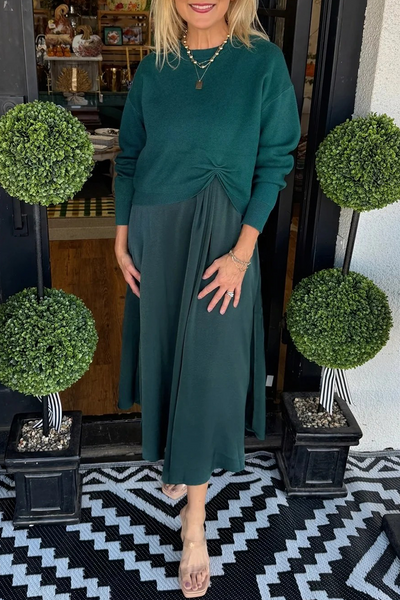 Elara™ | Knit Pleated Layered Dress Set