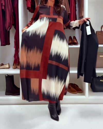 Alessia™ | Printed Long-Sleeve Midi Dress